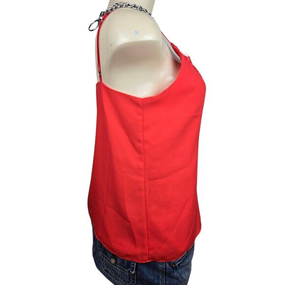 Socialite Cami Tank Top S Coral V-Neck Lace Strap Fairycore Coquette - Picture 2 of 6